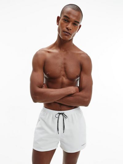 Calvin Klein Fürdőruha HU978239 | Calvin Klein Logo Ties Short Runner Férfi Úszónadrág Fehér